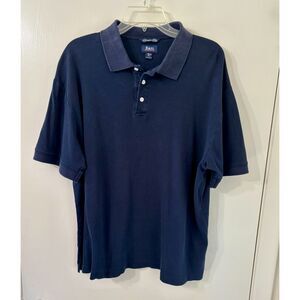 Bass Mens XL 100% Cotton Dk Blue Three Button Polo Shirt Very Good Condition